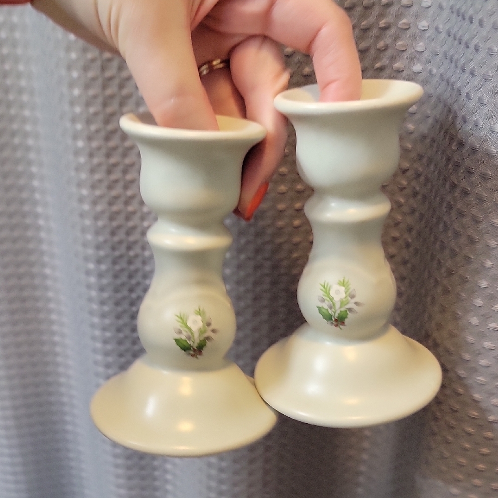 Vintage Christmas Heirloom Pfaltzgraff Candlesticks